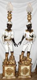 011109 WOOD  POLYCHROME BLACKAMOOR FIGURAL LAMPS