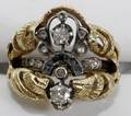 121164 GOLD RING GUARD W ANTIQUE DIAMOND RING
