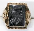121147 MANS STERLING  GOLD INTAGLIO RING