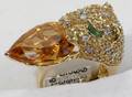 041141 18K GOLD TOPAZ DIAMOND EMERALD PANTHER RING