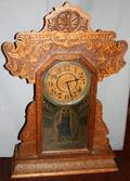 040080 E INGRAM OAK MANTEL CLOCK 19TH C