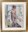 032067 CARL OTTO MULLER PASTEL GIRL EXITS BATH TUB