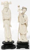 031149 CHINESE CARVED IVORY STANDING MALE  FEMALE
