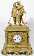 021087 FRENCH BRONZE CLOCK JOAN OF ARC W DAUPHIN