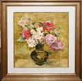 122071 RICHARD JERZY OIL ON CANVAS FLORAL STILL LIFE