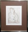 122066 JAN MILLER WOODBLOCK PRINT SEATED NUDE FEMALE
