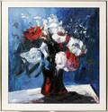122100 IRENE SMOLLER OIL ON CANVAS FLOWERS IN VASE