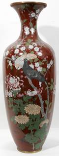 111171 JAPANESE CLOISONN VASE C1920 H36 DIA12