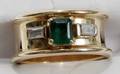111165 MATT HOFFMAN 14K GOLD EMERALD  DIAMOND BAND