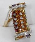 041209 18K GOLD DIAMOND  SEMI PRECIOUS STONE RING