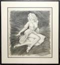 041203 HARRY EKMAN CHARCOAL ON PAPER ORIGINAL PINUP