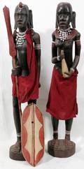 030109 AFRICAN HAND CARVED WOOD TRIBAL STATUES