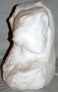 030108 WHITE MARBLE SCULPTURE OF A FEMALE FACE