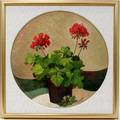 022099 HARRY ROANTREE OIL ON CANVAS GERANIUMS