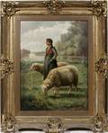 022085 HENRI DE BEUL OIL ON CANVAS SHEPHERDESS