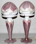 021161 ART GLASS TABLE LAMPS PAIR H248 DIA85