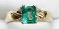 020110 14K GOLD COLOMBIAN EMERALD  DIAMOND RING