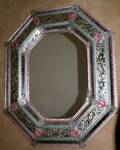 122139 VENETIAN GLASS MIRROR PINKAQUA GLASS ACCENTS