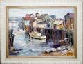 122111 LOUIS GORBERT OIL ON CANVAS FISHING VILLAGE