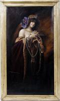 122125 D BALAJANLOO OIL ON CANVAS LADY W JEWELS