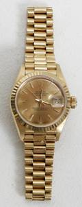 121266 ROLEX 18K YELLOW GOLD LADYS WRIST WATCH