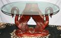 120149 BEVELED GLASS TOP TABLE W SWAN STYLE BASE