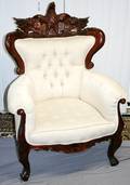 120140 CARVED EAGLE MOTIF MAHOGANY WING BACK CHAIRS