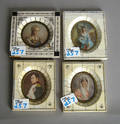 Four French miniature portraits with ivory frames