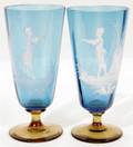 111215 MARY GREGORY ENAMELED GLASS TUMBLERS PAIR