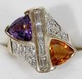 032184 14K GOLD AMETHYST YELLOW TOPAZ DIAMOND RING