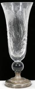 032163 HAWKES STERLING  CUT CRYSTAL TALL VASE