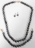 031284 BLACK PEARL NECKLACE BRACELET  EARRINGS