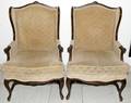 022159 JEFFCO CARVED WALNUT WING BACK CHAIRS MODERN