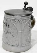 021227 GERMAN STONEWARE  PEWTER STEIN 19TH C H6