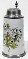 021224 GERMAN STONEWARE  PEWTER STEIN C1900 H10