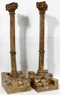 020159 ITALIAN CARVED WOOD CORINTHIAN COLUMNS