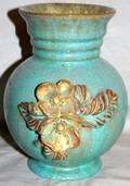 020156 CLARICE CLIFF TURQUOISE POTTERY VASE C1925