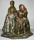 012131 A CALENDI BRONZE SCULPTURE MOTHER WCHILDREN
