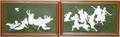120163 GREEN WHITE BISQUE ALLEGORICAL PLAQUES PAIR