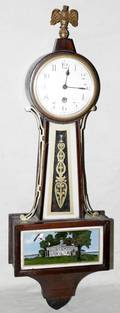 111238 NEW HAVEN CLOCK CO MAHOGANY BANJO CLOCK