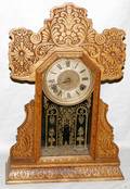 111236 INGRAM CO EASTLAKE STYLE OAK MANTEL CLOCK