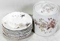 040226 AUSTRIAN PORCELAIN BISCUIT JAR  BREAD PLATES