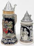 040225 GERMAN POTTERY STEINS TWO H9  115