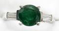 032200 EMERALD  DIAMOND ENGAGEMENT RING