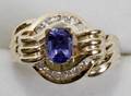 032187 14K GOLD 8CT TANZANITE DIAMOND LADYS RING