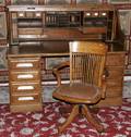 021248 OAK ROLL TOP DESK C1900 H50 W59 D30