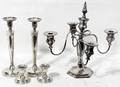 020211 STERLING CANDLESTICKS  PLATE CANDELABRUM