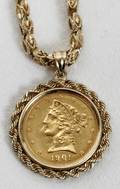 121334 AMERICAN 1901 5 GOLD COIN PENDANT ON CHAIN