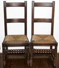 111300 JACOBEAN STYLE OAK DINING CHAIRS TEN