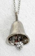 110242 14K GOLD  DIAMOND BELL PENDANT W GOLD CHAIN